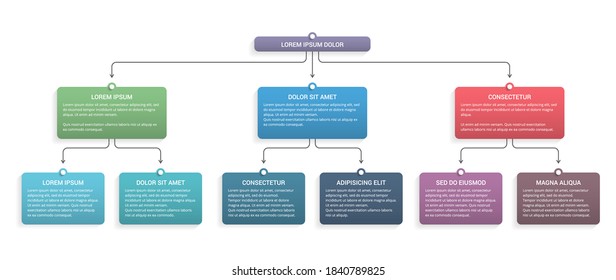 Flowchart With 3 Levels, Infographic Template For Web, Business, Presentations, Vector Eps10 Illustration