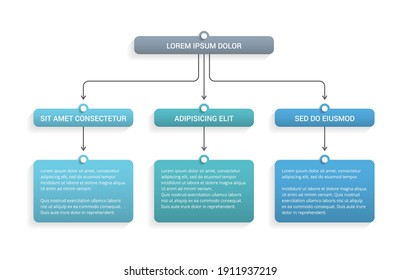 Flowchart with 3 levels, infographic template with 3 steps or options, vector eps10 illustration