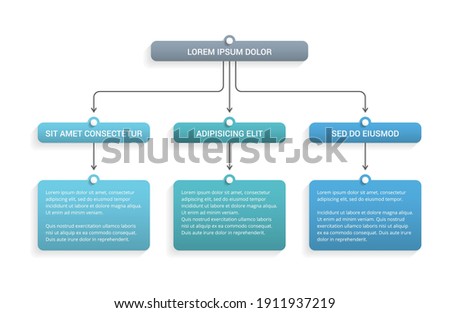 Flowchart with 3 levels, infographic template with 3 steps or options, vector eps10 illustration