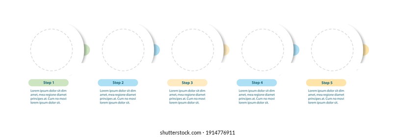 Flowchart with arrows vector infographic template in minimalistic style. Presentation design elements. Data visualization with 5 steps. Process timeline chart. Workflow layout with copyspace