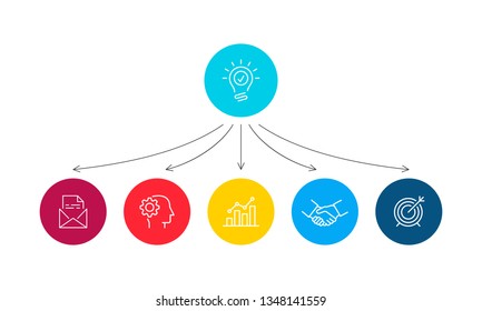 Flowchart circle infographic template with 5 steps or options. Vector business template for presentation.