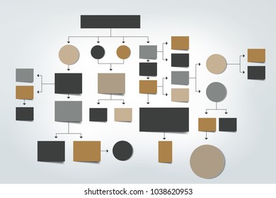 Flowchart.  Colored shadows scheme.