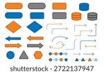 Flowchart Diagram Elements Set , Flat Vector Process and Decision Shapes