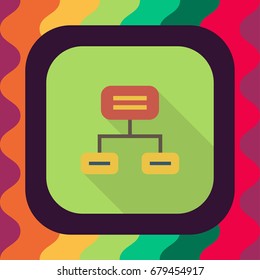 flowchart flat icon with long shadow, vector illustration