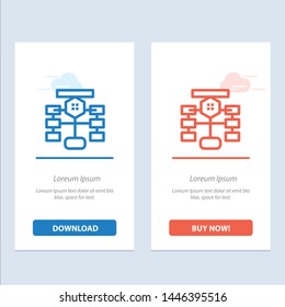 Flowchart, Flow, Chart, Data, Database  Blue and Red Download and Buy Now web Widget Card Template