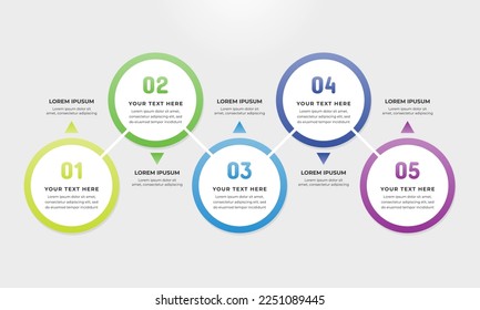 Diagrama de flujo con cuatro círculos. concepto infográfico con etiqueta de número de círculo