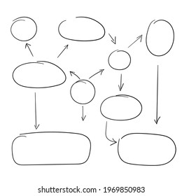 Flowchart with geometrical elements, infographics. Step-by-step structure for solving logical business problems. Strategy concept, block diagram, presentation template. Isolated. Vector illustration