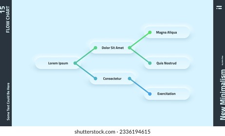 Flowchart or hierarchy diagram with circular elements. Concept of business project structure visualization. Neumorphic infographic design template. Modern clean vector illustration for presentation.