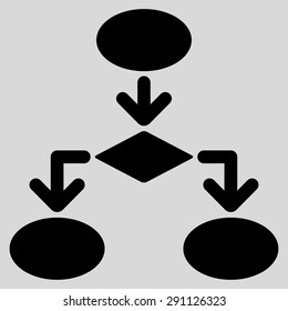 Flowchart icon from Commerce Set. Vector style: flat symbol, black color, rounded angles, light gray background.