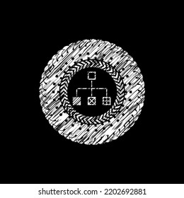 flowchart icon drawn on a chalkboard. 