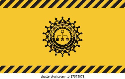flowchart icon grunge warning sign emblem. Vector Illustration. Detailed.