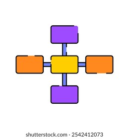Ilustración de icono de diagrama de flujo con paleta de colores brillantes en estilo de diseño plano para el diseño de temas de negocios y oficina.