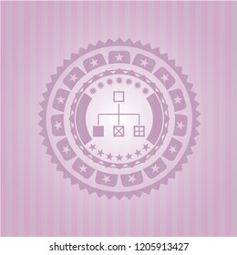 flowchart icon inside badge with pink background