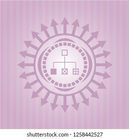 flowchart icon inside badge with pink background