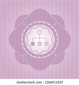 flowchart icon inside badge with pink background