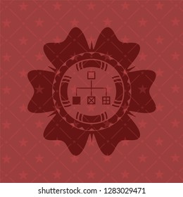 flowchart icon inside badge with red background