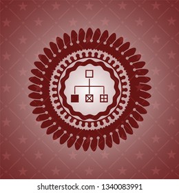 flowchart icon inside badge with red background