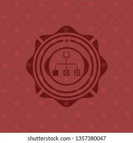 flowchart icon inside badge with red background
