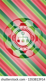 flowchart icon inside christmas badge background.