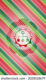 icono de diagrama de flujo dentro del fondo de la placa de navidad. 