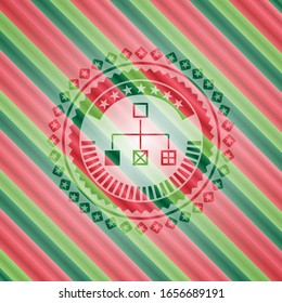 Flowchart Symbol in den Weihnachtsfarben Stilabzeichen.