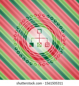 flowchart icon inside christmas emblem background.