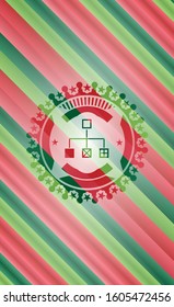 flowchart icon inside christmas style emblem.