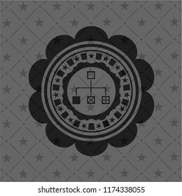 flowchart icon inside dark badge