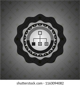 flowchart icon inside dark emblem
