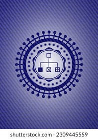 flowchart icon inside emblem with jean high quality background. 