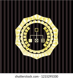 flowchart icon inside golden badge