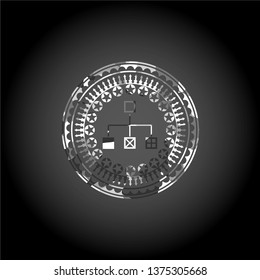 flowchart icon inside grey camouflage texture