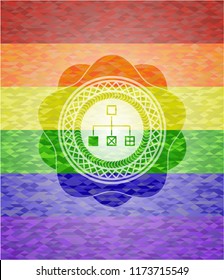 flowchart icon inside lgbt colors emblem 