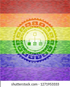 flowchart icon inside lgbt colors emblem 