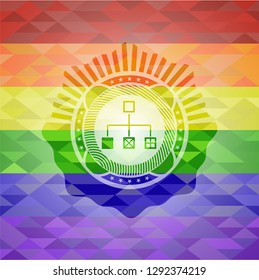 flowchart icon inside lgbt colors emblem 