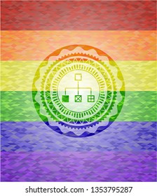 flowchart icon inside lgbt colors emblem 