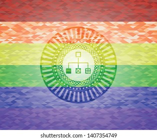 flowchart icon inside lgbt colors emblem 