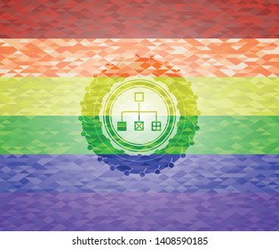 flowchart icon inside lgbt colors emblem 