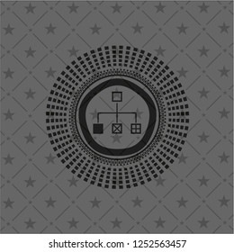 flowchart icon inside realistic dark emblem