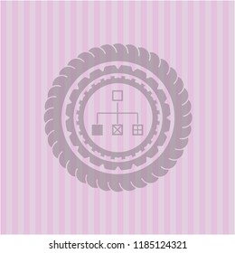flowchart icon inside realistic pink emblem