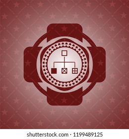 flowchart icon inside red icon or emblem