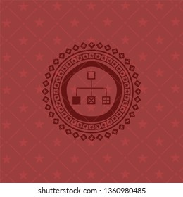 flowchart icon inside red icon or emblem