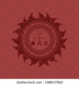 flowchart icon inside red icon or emblem