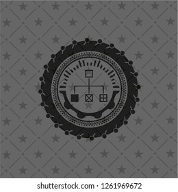 flowchart icon inside retro style black emblem