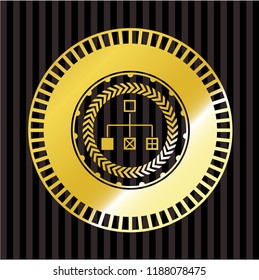 flowchart icon inside shiny badge