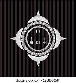 flowchart icon inside silver shiny badge