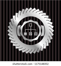 flowchart icon inside silvery badge
