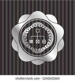 flowchart icon inside silvery badge