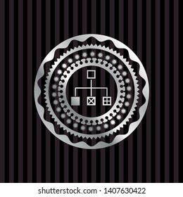 flowchart icon inside silvery shiny badge