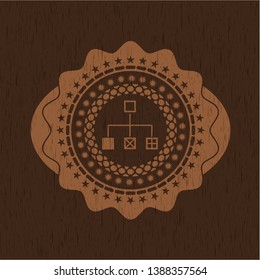 flowchart icon inside wood emblem. Retro